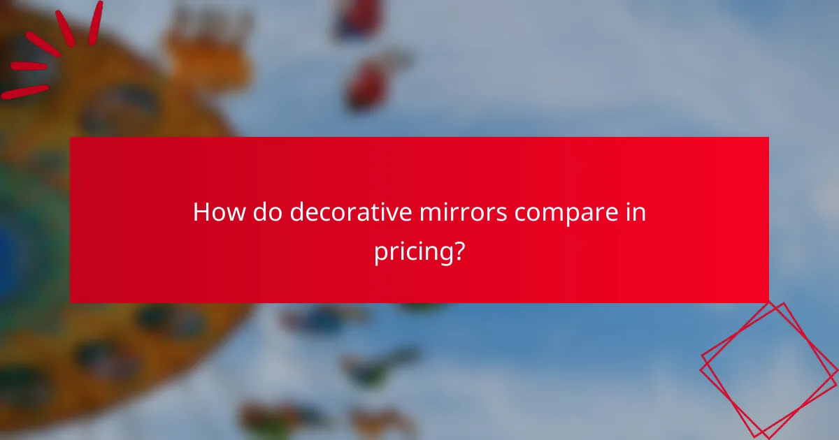 How do decorative mirrors compare in pricing?
